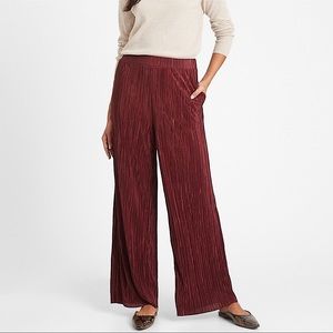 NEW Banana Republic Red Velvet Shiny Wide Leg High Rise Pants